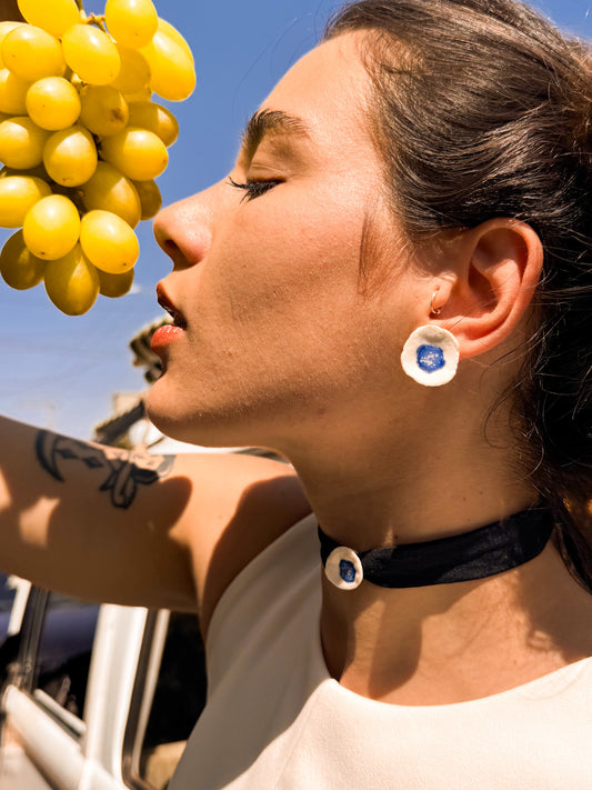 Brinco + Choker Oasis Azul